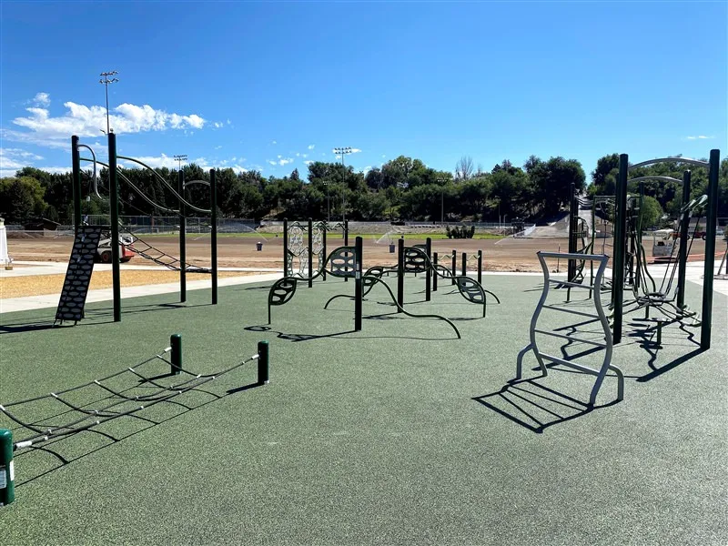 Fitness obstacles at playground at Delta Middle School in Muncie, IN